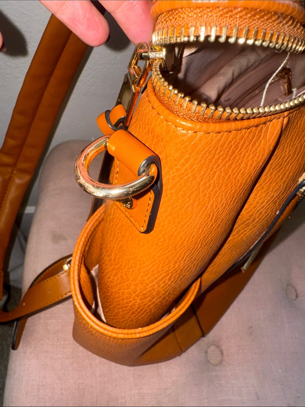 Poppy & Peonies NWOT Commuter Backpack Weekender bag Cognac MISSING STRAP brown - Picture 12 of 12